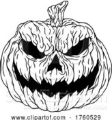 Illustration of Halloween Scary Evil Pumpkin Jack O Lantern by AtStockIllustration