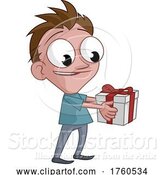 Illustration of Happy Cartoon Guy Holding Present Gift Box Cartoon by AtStockIllustration