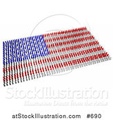 Illustration of Red, Blue and White People Forming an American Flag by AtStockIllustration