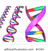 Illustration of Strands of Colorful Dna Double Helixes over White by AtStockIllustration
