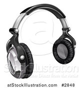 Vector Illustration of 3d Audio Headphones in Black and Silver by AtStockIllustration