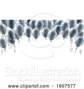 Vector Illustration of 3d Border of Silver Party Balloons by AtStockIllustration