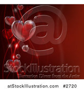 Vector Illustration of 3d Bubble Hearts and Waves on Red by AtStockIllustration