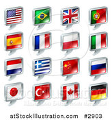 Vector Illustration of 3d Chat Balloon Flag Icons with Chrome Edges by AtStockIllustration