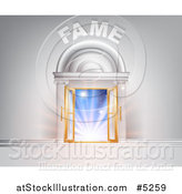 Vector Illustration of 3d FAME over Open Doors with Light by AtStockIllustration