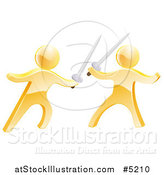Vector Illustration of 3d Fencing Gold Men Fighting with Swords by AtStockIllustration