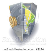 Vector Illustration of 3d Files in a Safe Vault by AtStockIllustration