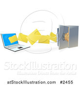 Vector Illustration of 3d Files Transferring to a Laptop to a Secure Safe by AtStockIllustration