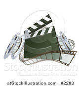 Vector Illustration of 3d Film Reels and a Clapper Board by AtStockIllustration