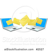 Vector Illustration of 3d Folders Transferring from One Laptop to the Other by AtStockIllustration