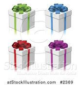 Vector Illustration of 3d Gift Boxes with Colorful Bows and Ribbons by AtStockIllustration