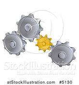 Vector Illustration of 3d Gold and Silver Gear Cogs by AtStockIllustration