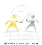 Vector Illustration of 3d Gold and Silver Men Fencing with Swords by AtStockIllustration