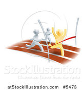 Vector Illustration of 3d Gold and Silver Men Racing on a Track by AtStockIllustration