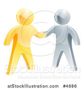 Vector Illustration of 3d Gold and Silver Men Shaking Hands by AtStockIllustration