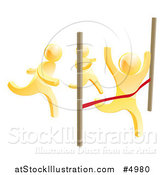 Vector Illustration of 3d Gold Men Racing, One Crossing the Finish Line by AtStockIllustration