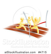 Vector Illustration of 3d Gold Men Racing, One Rushing Through the Finish Line by AtStockIllustration