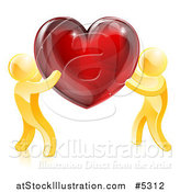 Vector Illustration of 3d Gold People Holding up a Shiny Red Heart by AtStockIllustration