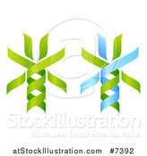 Vector Illustration of 3d Green and Blue DNA Double Helix Trees by AtStockIllustration