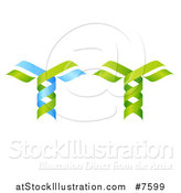 Vector Illustration of 3d Green and Blue DNA Double Helix Trees by AtStockIllustration
