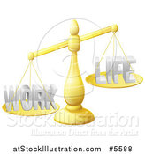 Vector Illustration of 3d Imbalanced Gold Scales with Work and Life Equally by AtStockIllustration