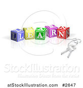 Vector Illustration of 3d Keys Attached to LEARN Letter Blocks by AtStockIllustration