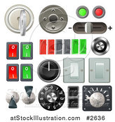 Vector Illustration of 3d Knob Switches and Dials with Buttons and Keys by AtStockIllustration