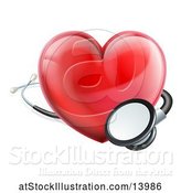 Vector Illustration of 3d Medical Stethoscope Around a Red Love Heart by AtStockIllustration