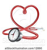 Vector Illustration of 3d Medical Stethoscope Forming a Red Love Heart by AtStockIllustration