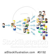 Vector Illustration of 3d People Avatars Spreading an Idea by AtStockIllustration