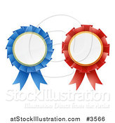 Vector Illustration of 3d Red and Blue Award Rosette Medal Ribbons by AtStockIllustration