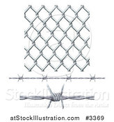 Vector Illustration of 3d Seamless Chainlink Fence and Barbed Wire Elements by AtStockIllustration