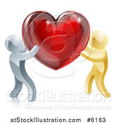 Vector Illustration of 3d Silver and Gold People Carrying a Red Heart by AtStockIllustration