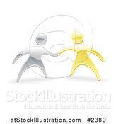 Vector Illustration of 3d Silver and Gold People Shaking or Holding Hands by AtStockIllustration