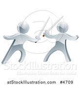 Vector Illustration of 3d Silver Men Fencing with Swords by AtStockIllustration