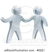 Vector Illustration of 3d Silver Men Shaking Hands and One Presenting by AtStockIllustration