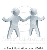Vector Illustration of 3d Silver Men Shaking Hands and One Presenting by AtStockIllustration