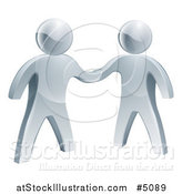 Vector Illustration of 3d Silver Men Shaking Hands on an Agreement by AtStockIllustration