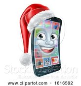 Vector Illustration of 3d Smart Cell Phone Character Wearing a Santa Hat by AtStockIllustration