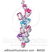 Vector Illustration of 3d White Gift Boxes with Pink Purple and Blue Bows by AtStockIllustration