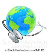 Vector Illustration of 3d World Earth Globe with a Medical Stethoscope by AtStockIllustration