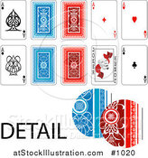 Vector Illustration of 4 Ace Playing Cards + Joker - Front and Back Sides by AtStockIllustration