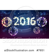 Vector Illustration of a 2016 New Year Fireworks in the Sky by AtStockIllustration