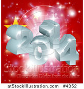 Vector Illustration of a 3d 2014 and Fireworks over a Chinese Flag by AtStockIllustration