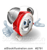 Vector Illustration of a 3d Alarm Clock Character Holding a Thumb up by AtStockIllustration