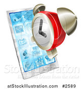 Vector Illustration of a 3d Alarm Clock over a Smart Phone by AtStockIllustration