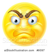 Vector Illustration of a 3d Angry Yellow Male Smiley Emoji Emoticon Face by AtStockIllustration