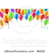 Vector Illustration of a 3d Arch of Colorful Birthday Party Balloons over Text Space by AtStockIllustration