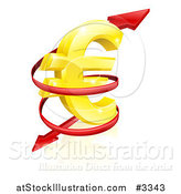 Vector Illustration of a 3d Arrow Spiraling Around a Golden Euro Currency Symbol by AtStockIllustration