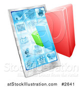 Vector Illustration of a 3d Bar Graph and Touch Screen Cell Phone by AtStockIllustration